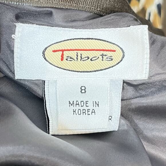 Talbots Vintage Skirt Leopard Print Black Brown Silk Linen Blend Sz 8 Mobwife - Picture 12 of 14